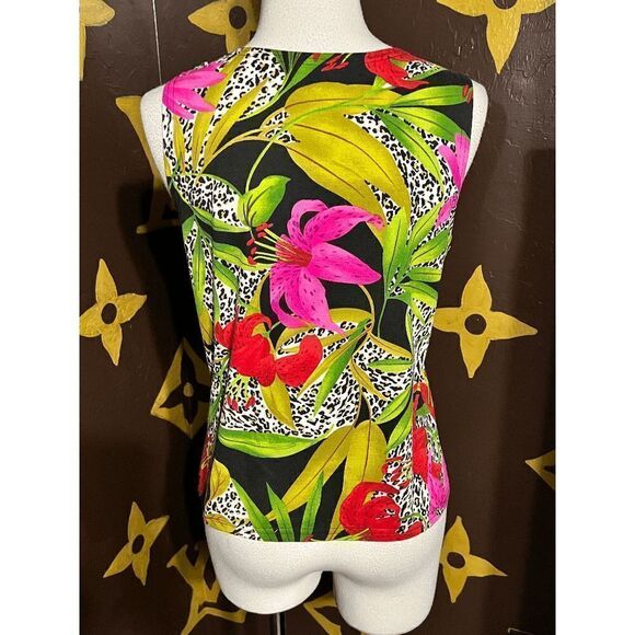 Ilyse Hart Ltd. Bright Floral Print Embellished Tank Top Size Small - Picture 3 of 4